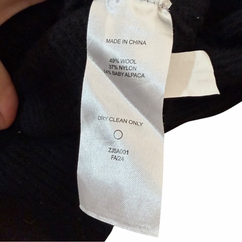 Quince Baby Alpaca Wool Crewneck Sweater Black Semi-Cropped Ribbed Small - Picture 4 of 5